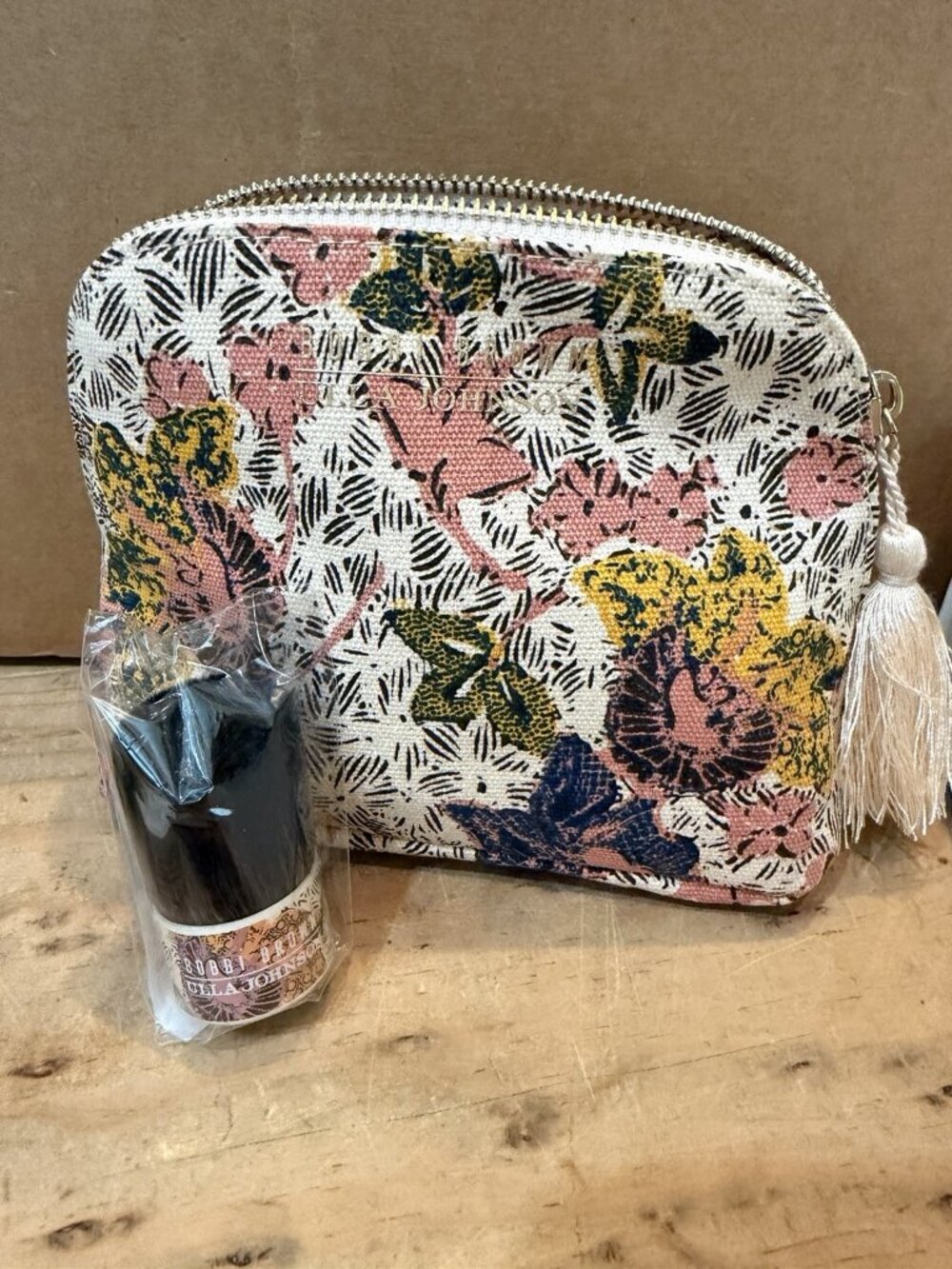 ULLA JOHNSON + BOBBI BROWN Cotton Canvas Tassel Makeup Cosmetics Bag & Brush